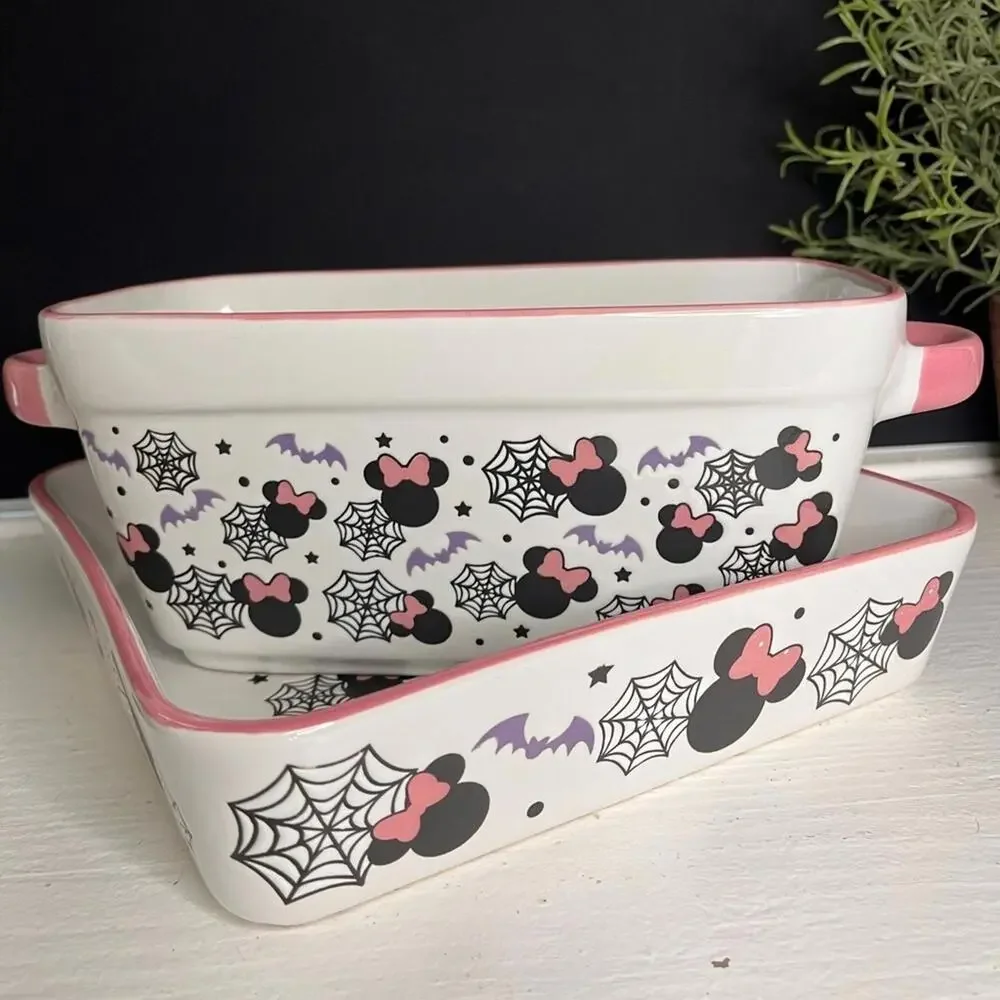 Disney Minnie Mouse Halloween Ceramic Bakeware Set NWT